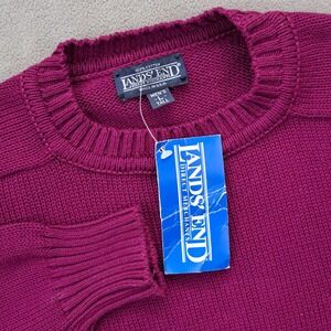 Vintage New Old Stock Lands End Mens L Tall Purple Cotton Crew Neck Sweater